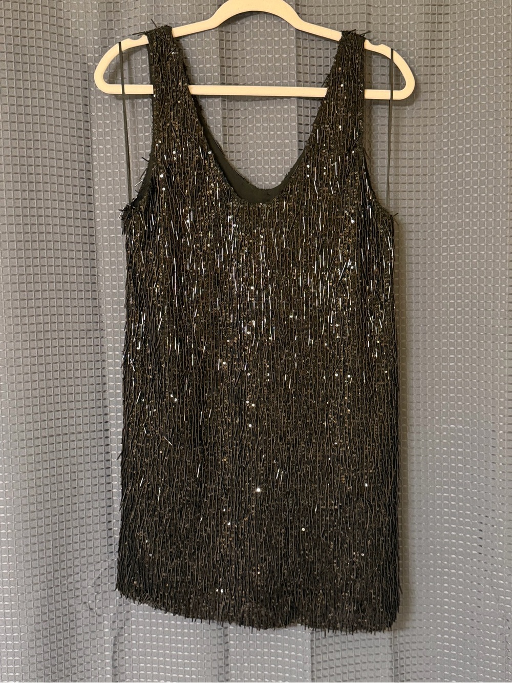 Astr Black Sequin Fringe Mini Dress